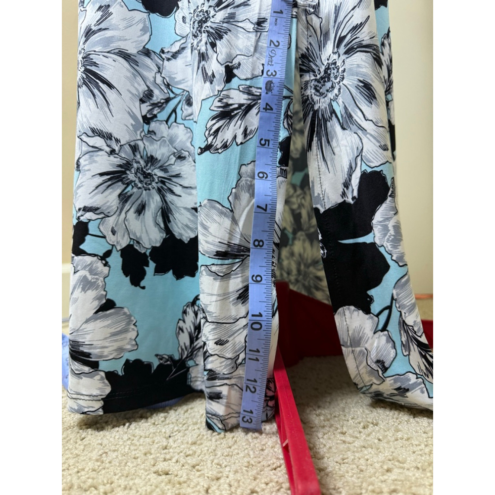 NWT Women's Nina Leonard Blue Black White Floral Sleeveless Maxi Dress XL - Picture 10 of 10